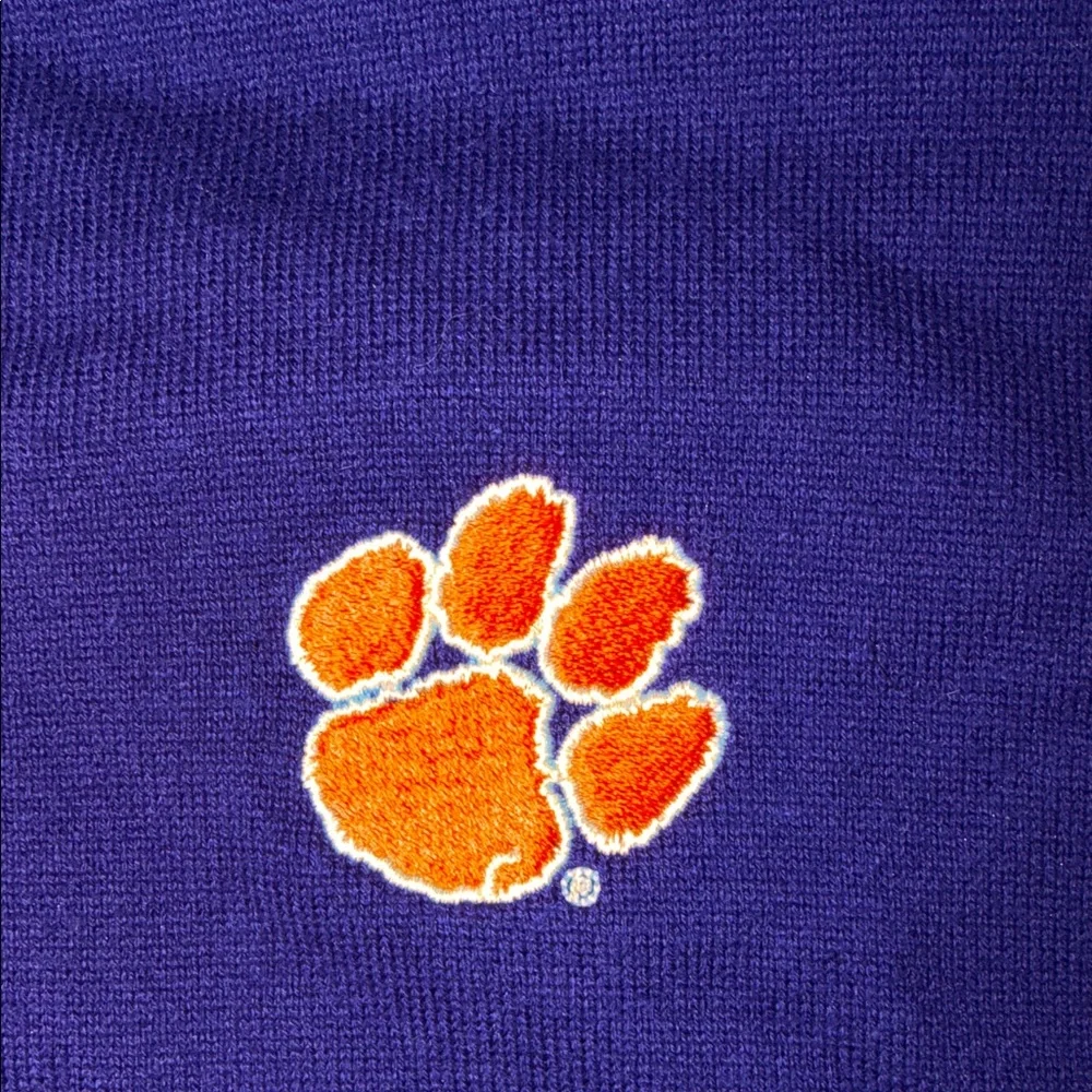 Clemson Men's Purple Sweater Vest with embroidered Orange Tiger Paw - Picture 6 of 8